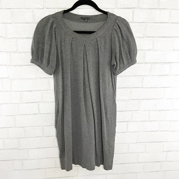Theory Gray Becca Puff Sleeve Pullover Mini Shift Dress Women's Size Small - Picture 1 of 8
